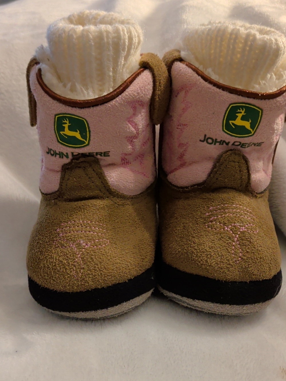 John Deere Pink and Brown Toddlers' Cowgirl Boots